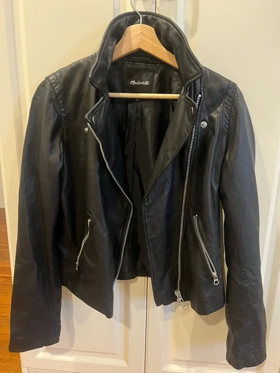 Madewell Black Asymmetrical Leather Moto Jacket - Picture 12 of 12